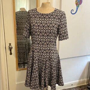 Elegant Black and White Patterned Dress